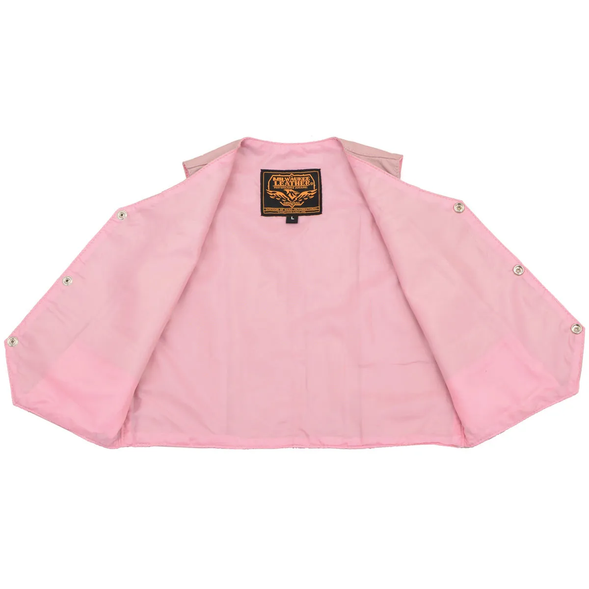 PLAIN PINK SH2011PINK Girls Pink Three Snap Leather Vest