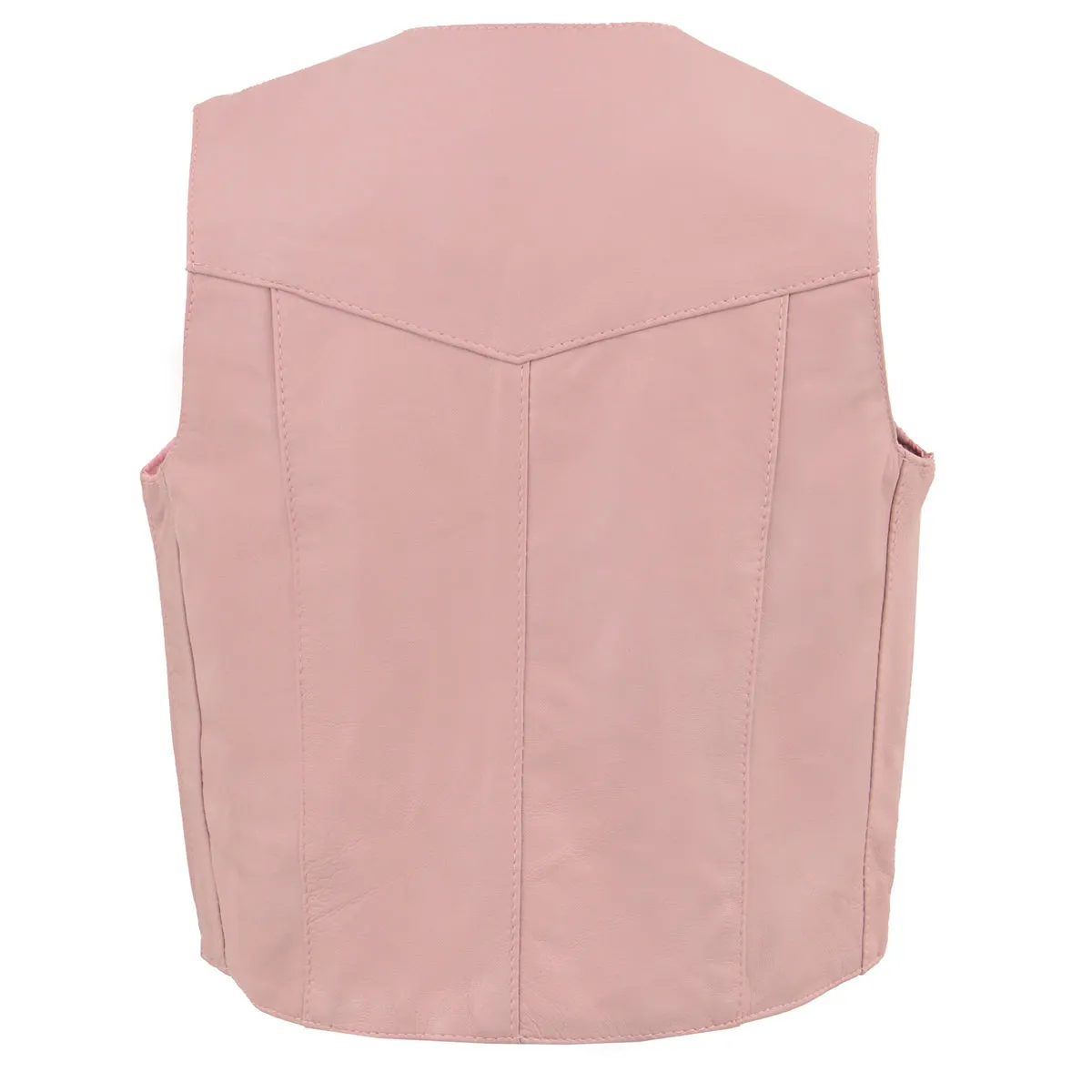 PLAIN PINK SH2011PINK Girls Pink Three Snap Leather Vest