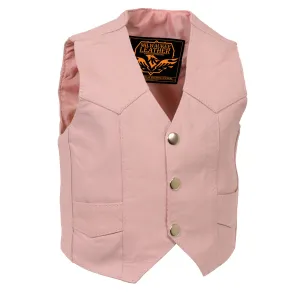 PLAIN PINK SH2011PINK Girls Pink Three Snap Leather Vest