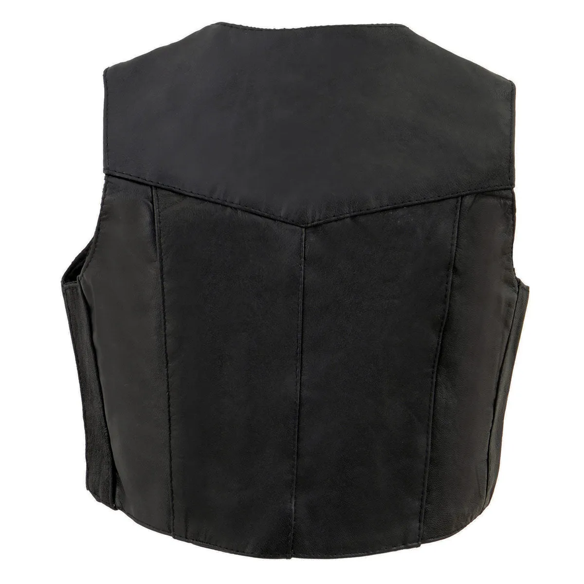 PLAIN SH2011 Kids Black Classic Three Snap Leather Vest