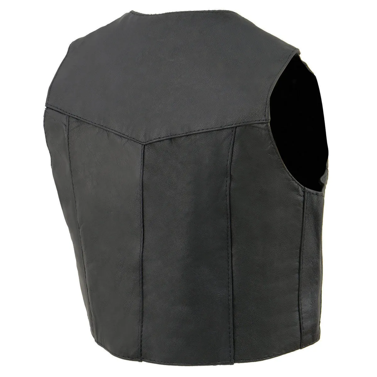 PLAIN SH2011 Kids Black Classic Three Snap Leather Vest
