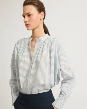 Pleated cotton-blend shirt