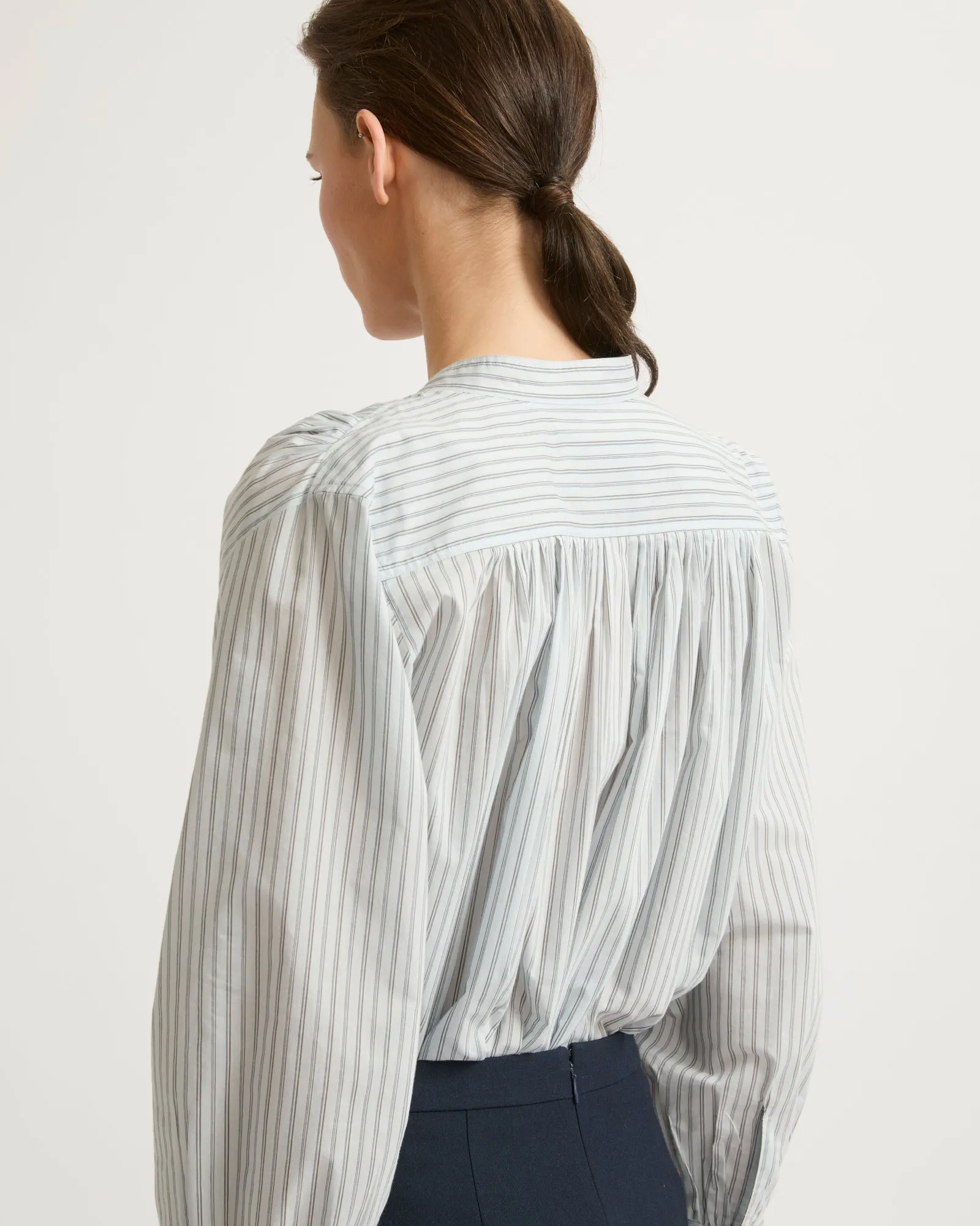 Pleated cotton-blend shirt