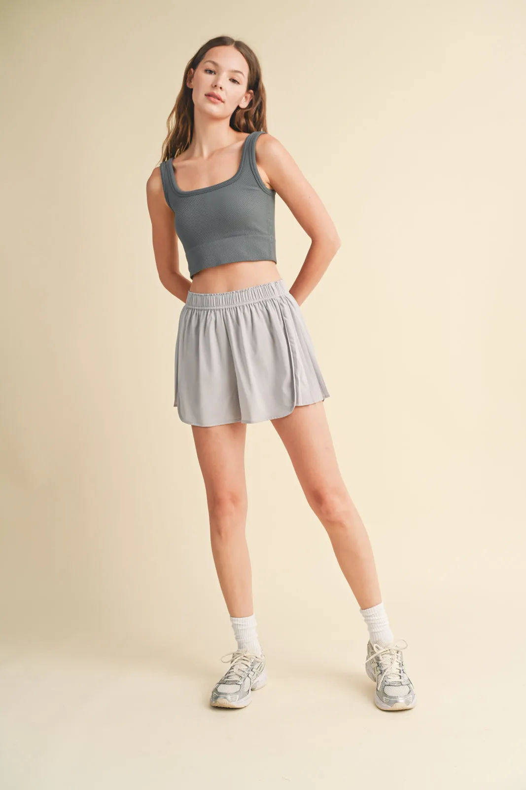 Pleated Side Active Short By Wishlist | Stone