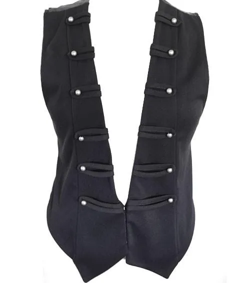 Plus Size Button Military Black Vest