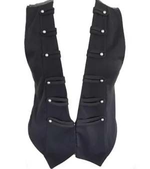 Plus Size Button Military Black Vest