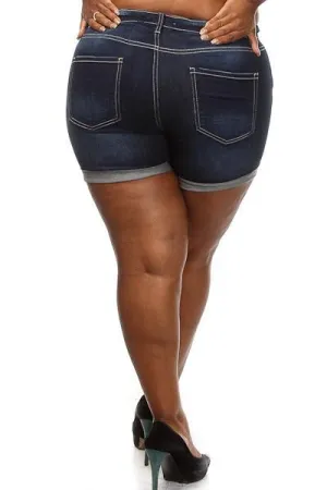 Plus Size Dark Wash Denim Shorts