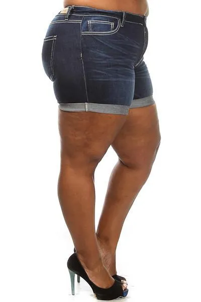 Plus Size Dark Wash Denim Shorts