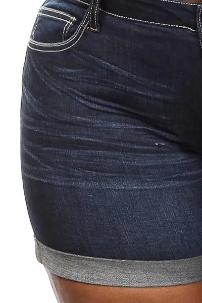 Plus Size Dark Wash Denim Shorts