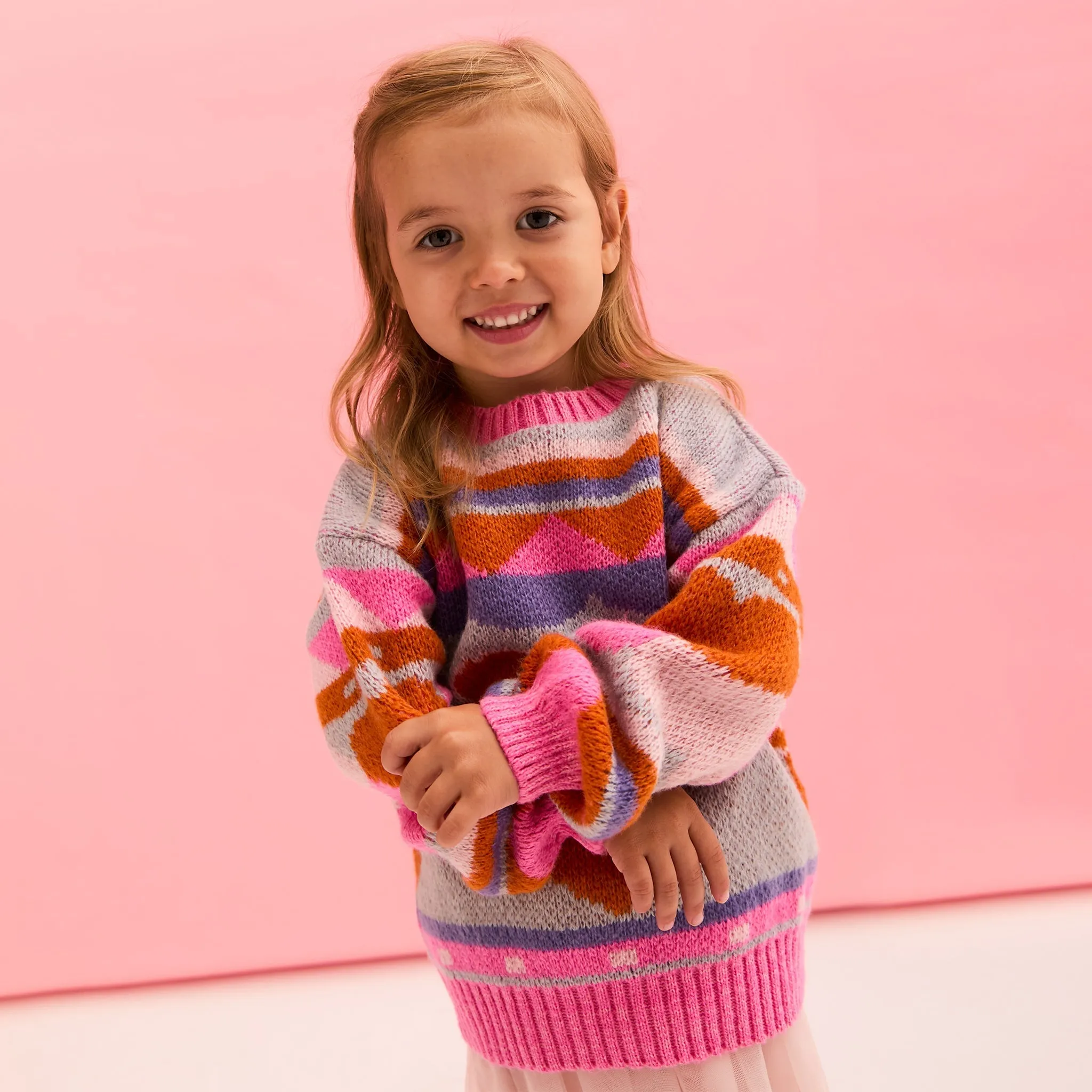 Poppy Heart Intarsia Kids Knitted Jumper