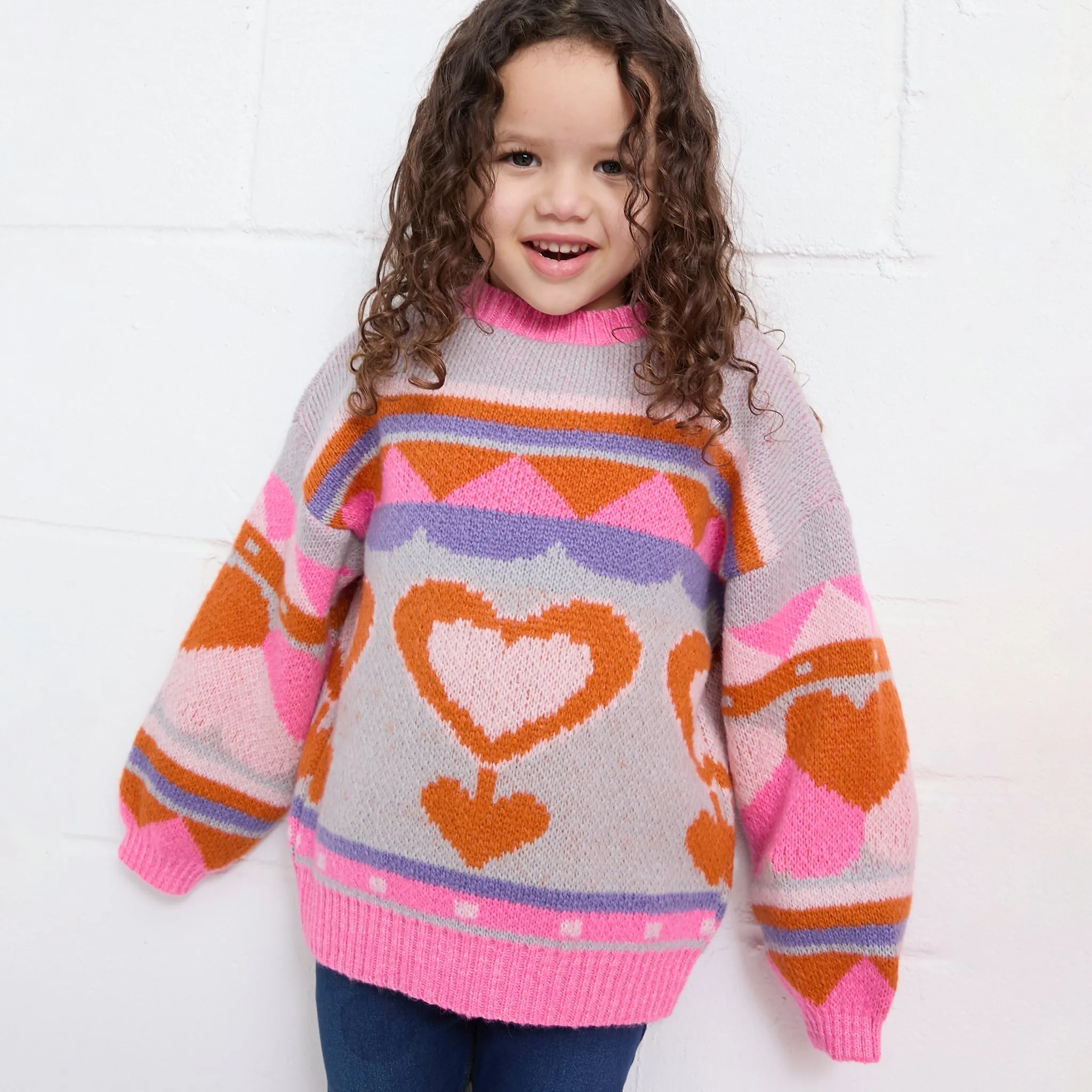 Poppy Heart Intarsia Kids Knitted Jumper