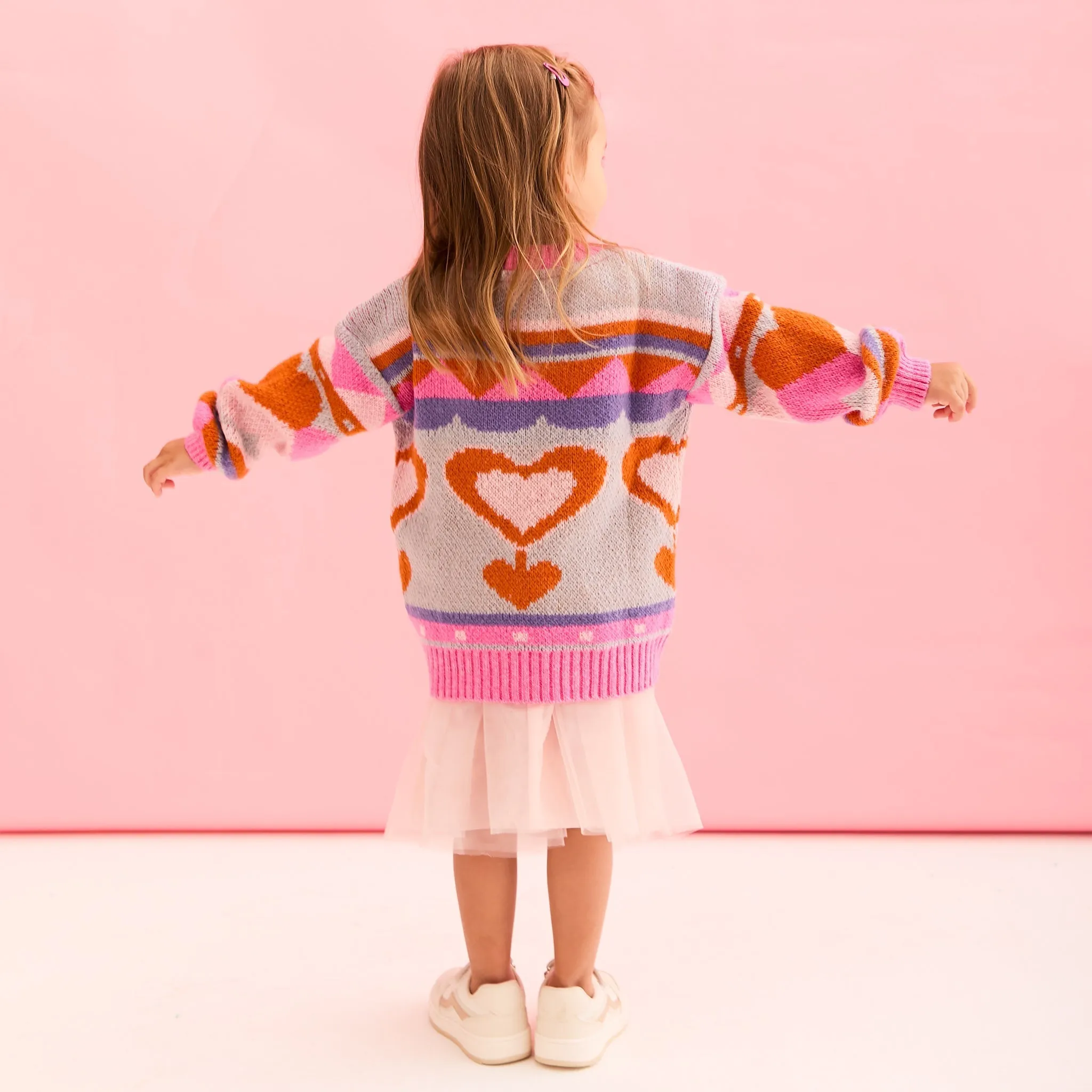 Poppy Heart Intarsia Kids Knitted Jumper