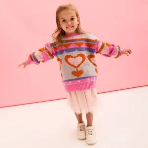 Poppy Heart Intarsia Kids Knitted Jumper