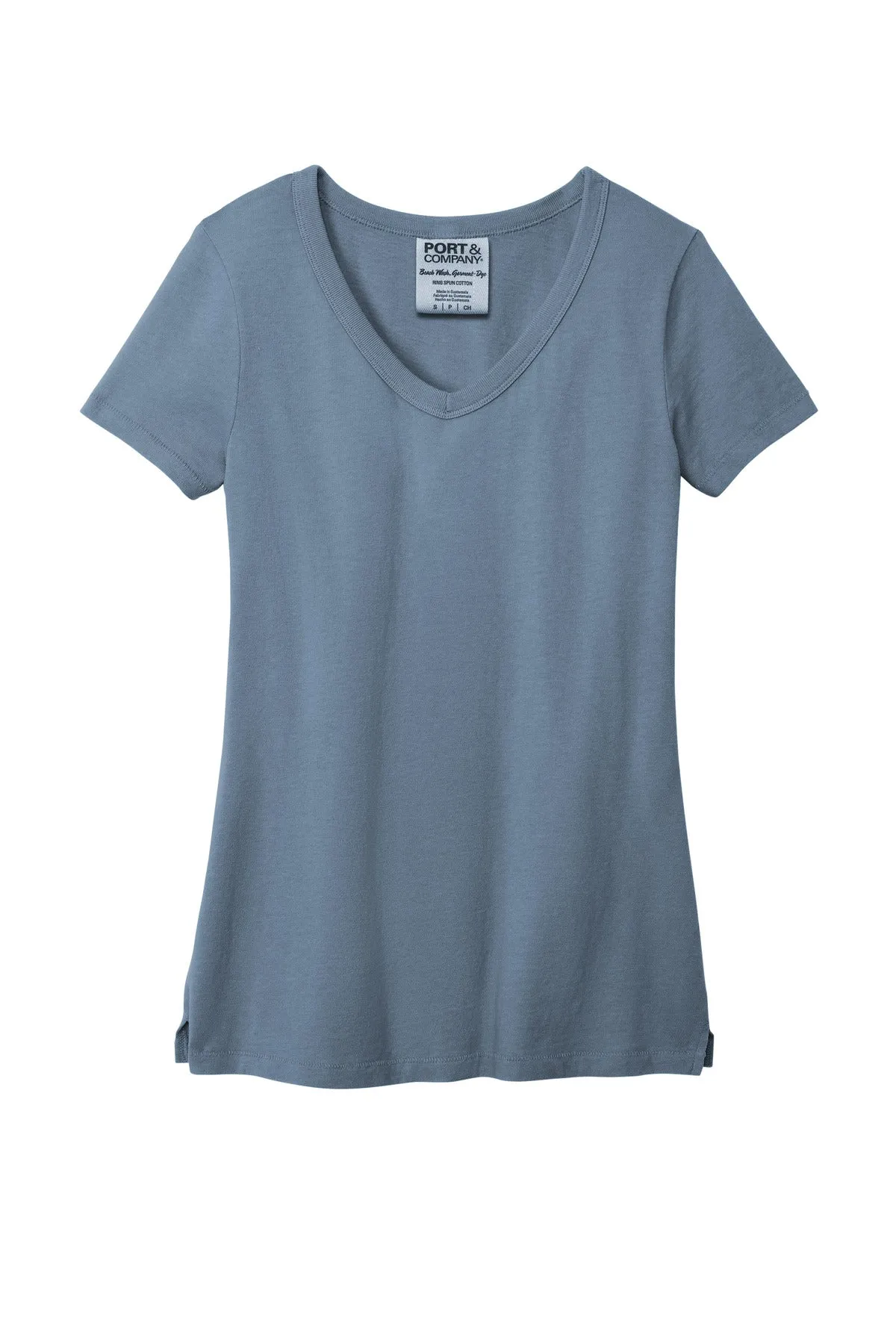 Port & Company Women's Beach Wash Garment-Dyed V-Neck Tee LPC099V Faded Denim
