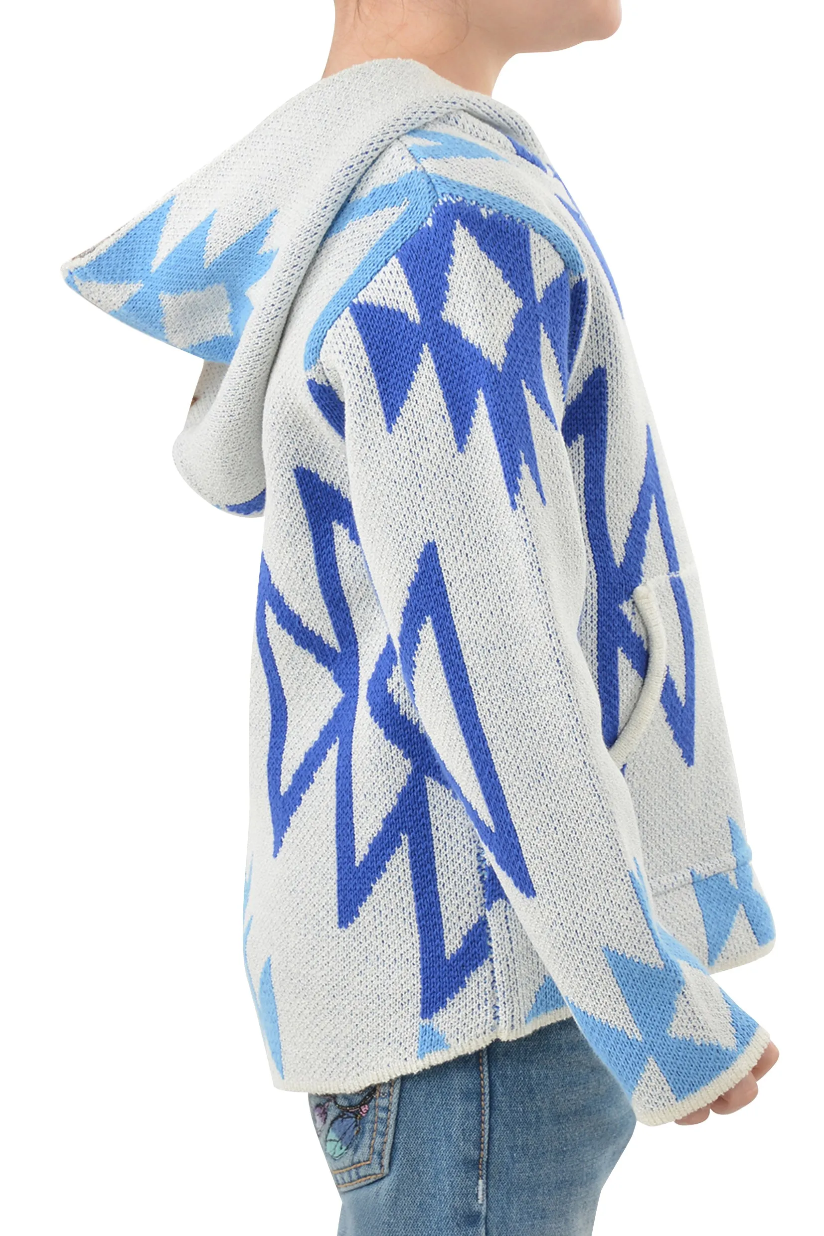 Pure Western Khloe Knitted Girls Pullover Cream & Blue