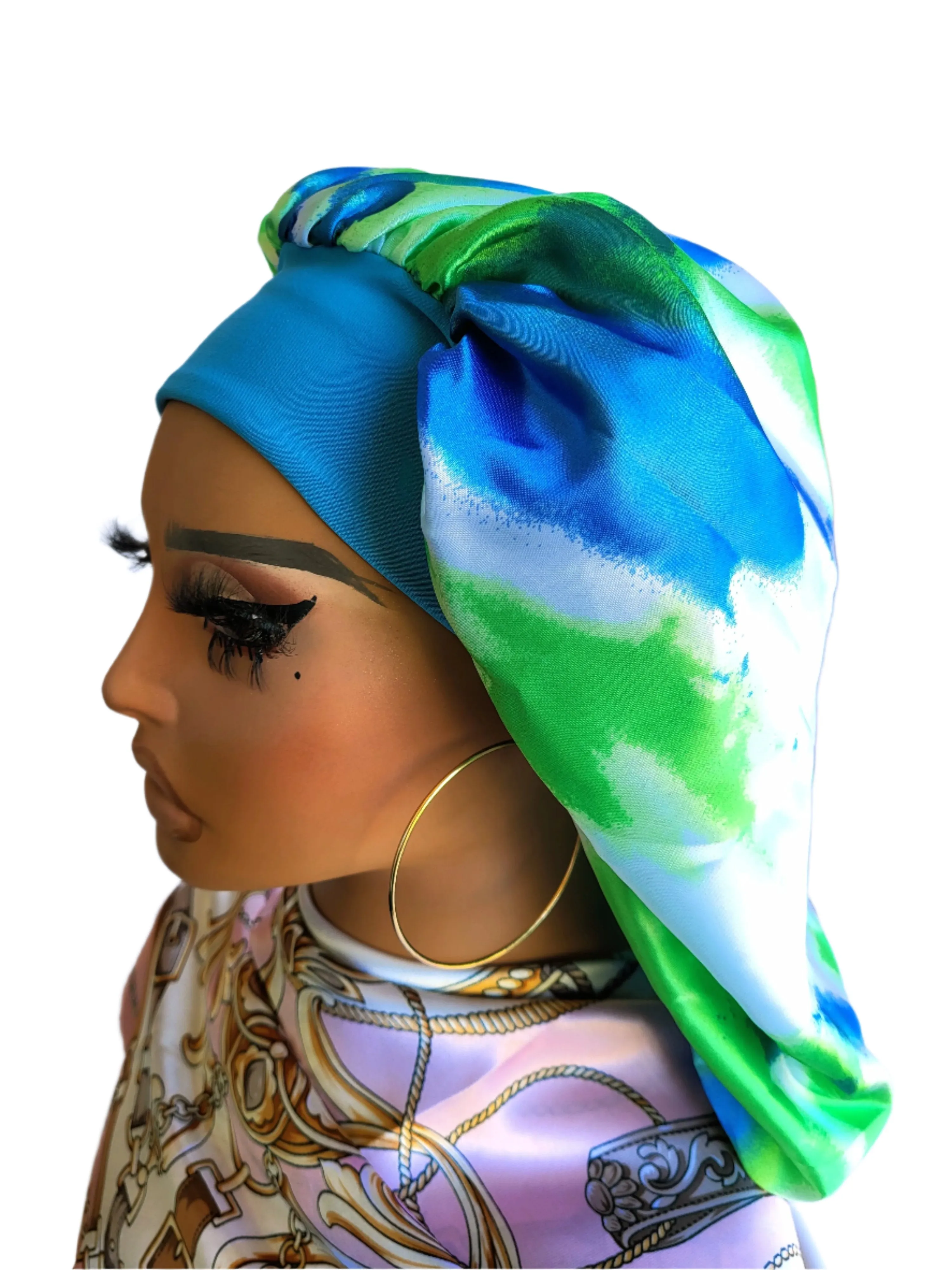 "Teal" Elastic Wide Band Jumbo Bonnet