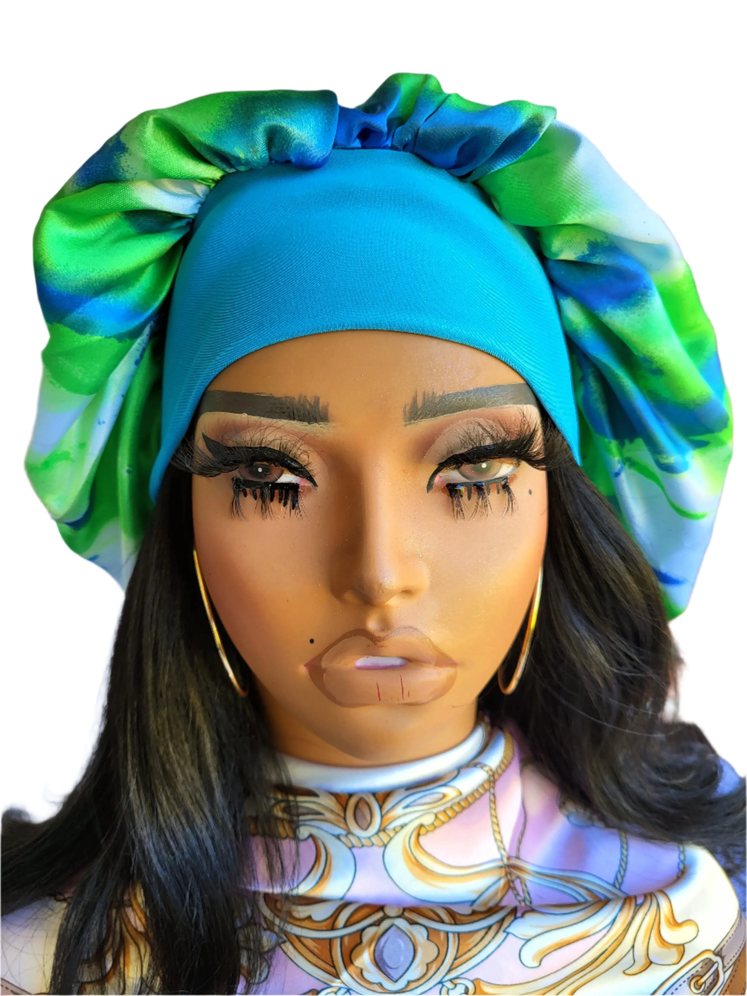 "Teal" Elastic Wide Band Jumbo Bonnet