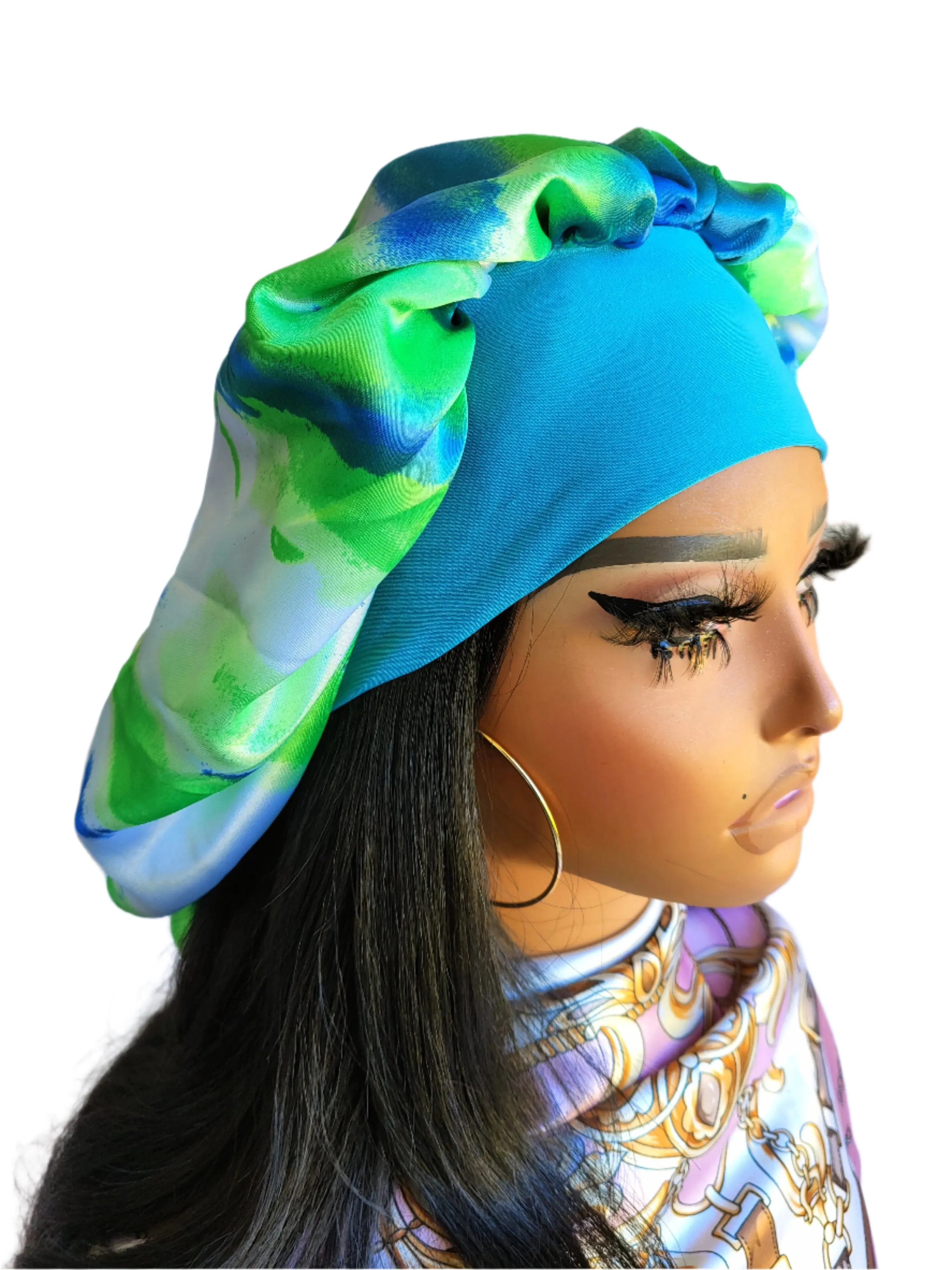 "Teal" Elastic Wide Band Jumbo Bonnet
