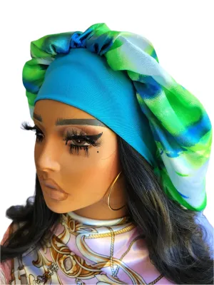 "Teal" Elastic Wide Band Jumbo Bonnet