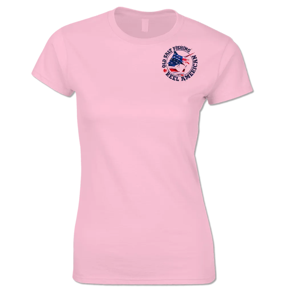 Reel Offshore American - Ladies Short Sleeve V-Neck Performance Shirt