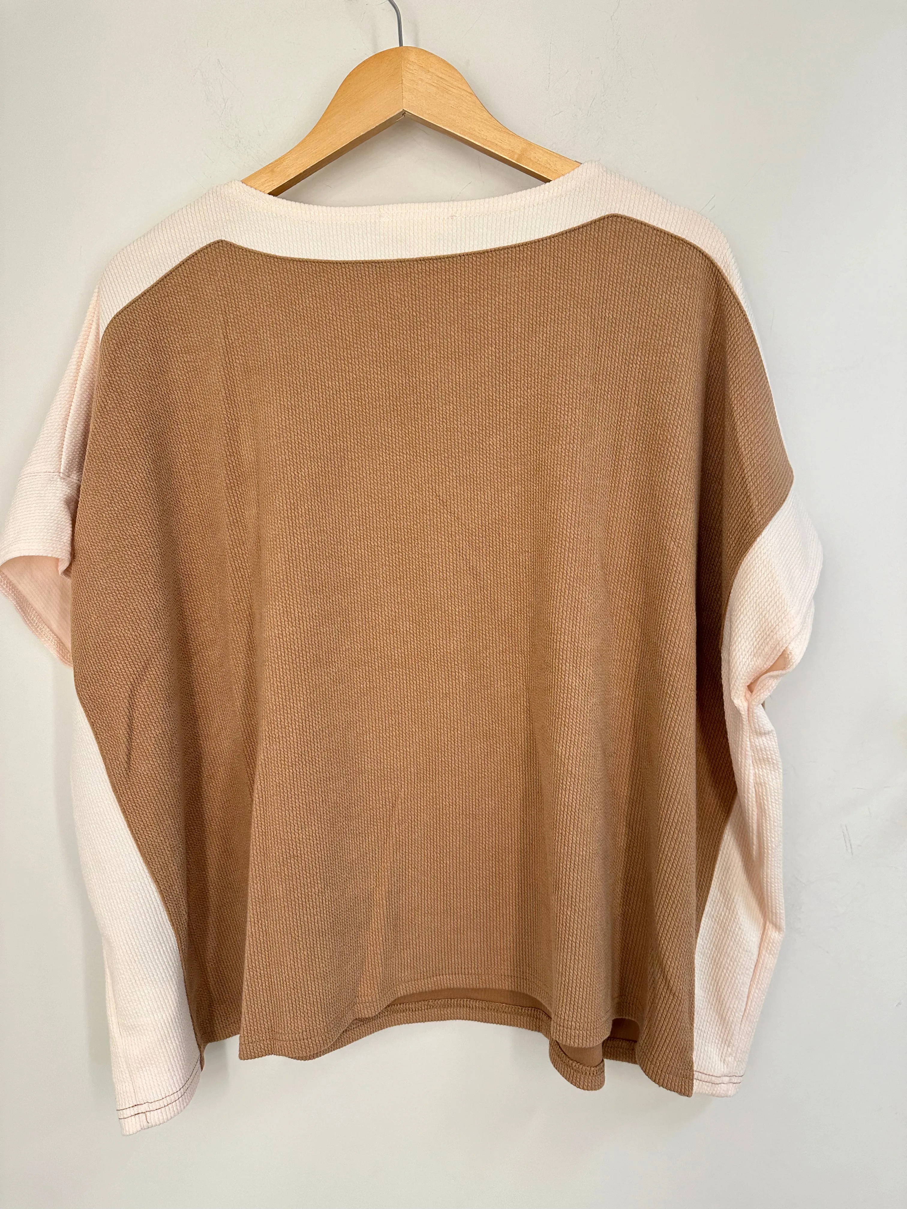 Ribbed Boat Neck Top {Camel}