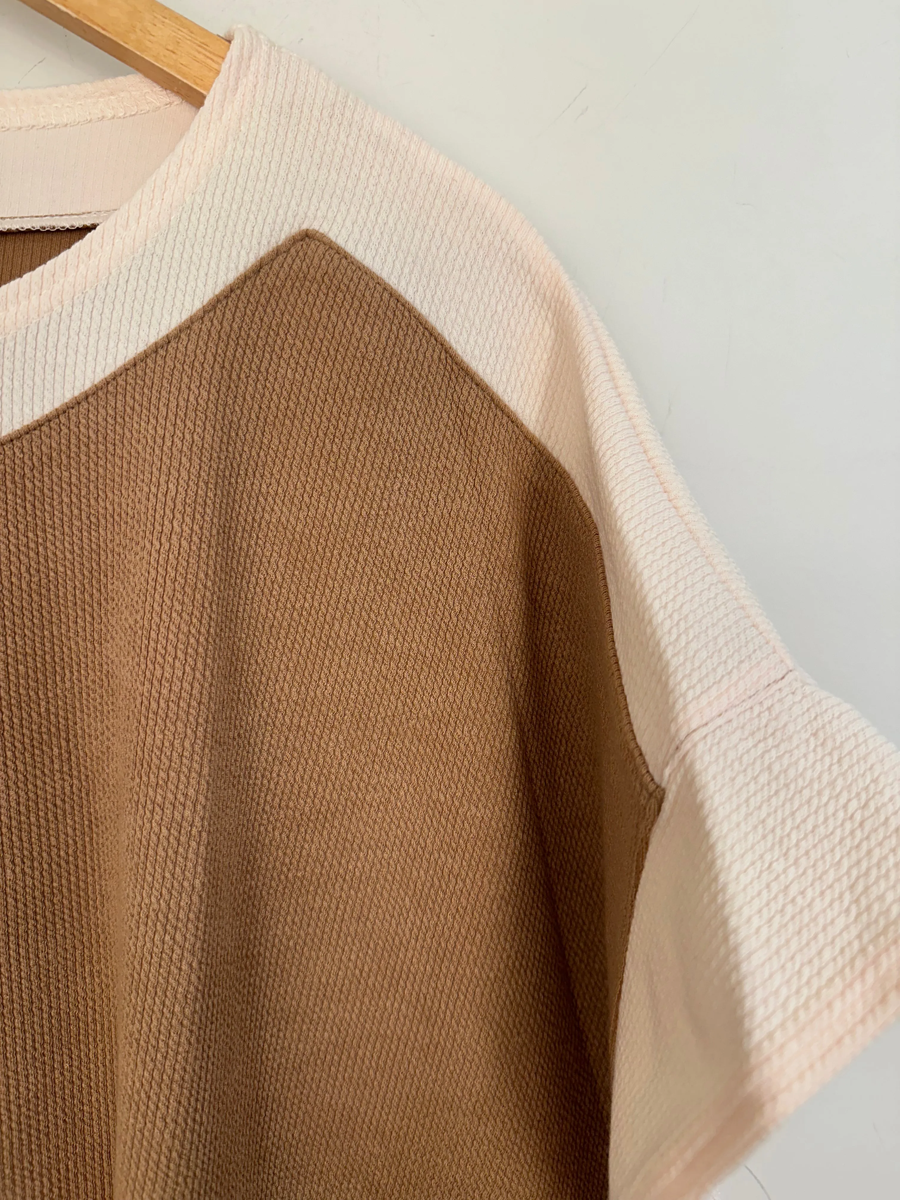 Ribbed Boat Neck Top {Camel}
