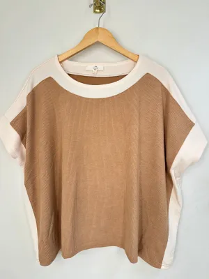 Ribbed Boat Neck Top {Camel}