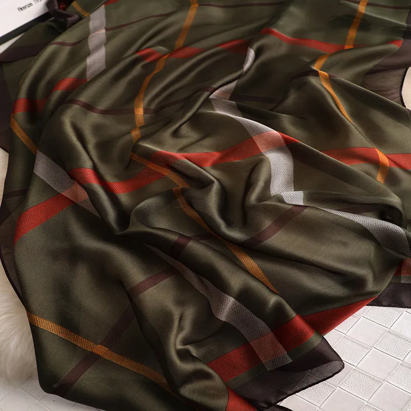 Rosette Print Silk Scarf Shawl Wrap for Women Ladies Girls 90x180