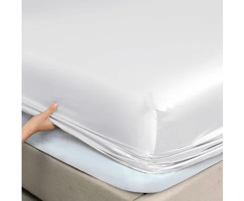 Royal Comfort Satin Sheet Set 4 Piece Fitted Flat Sheet Pillowcases - White