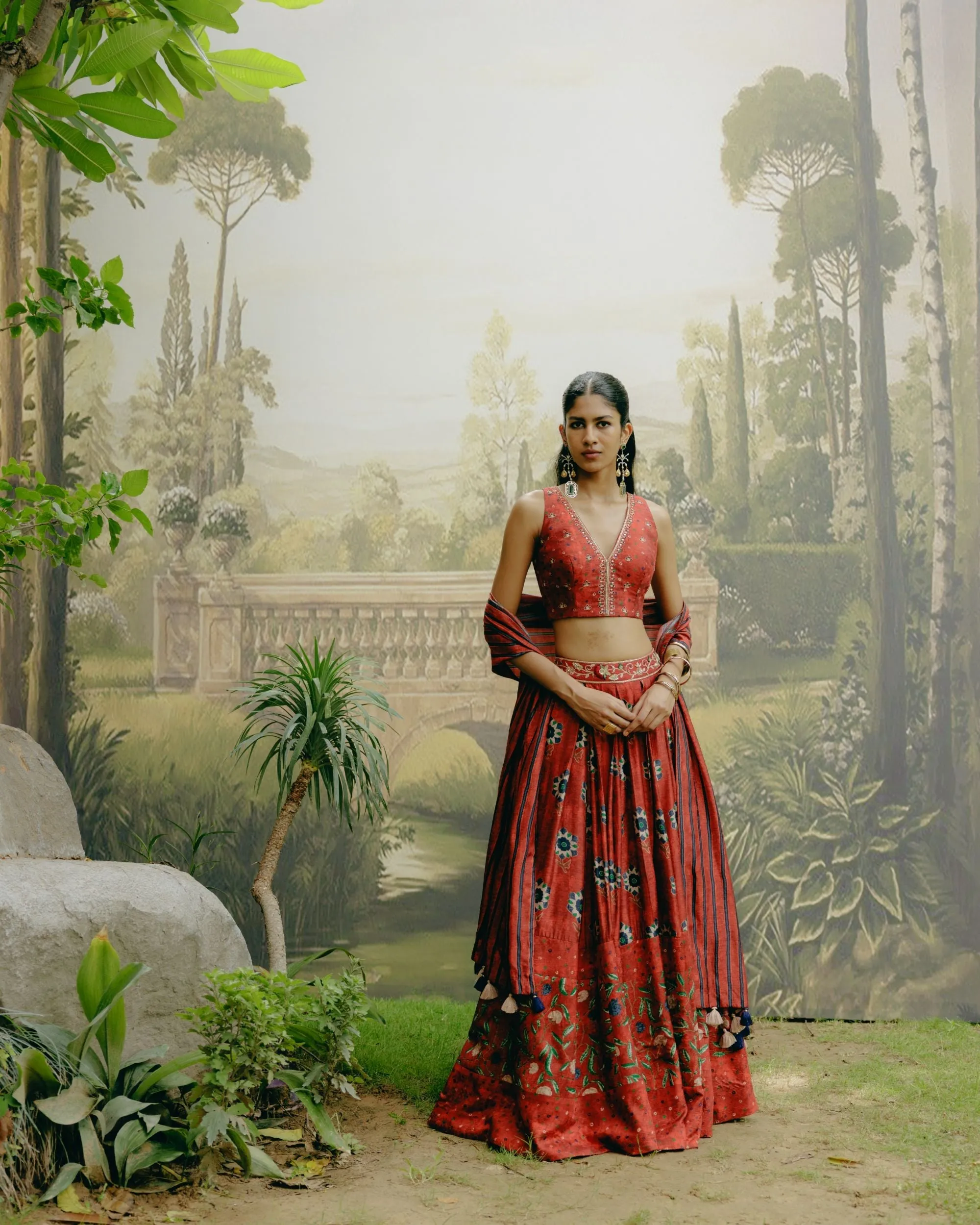 Ruby red lehenga
