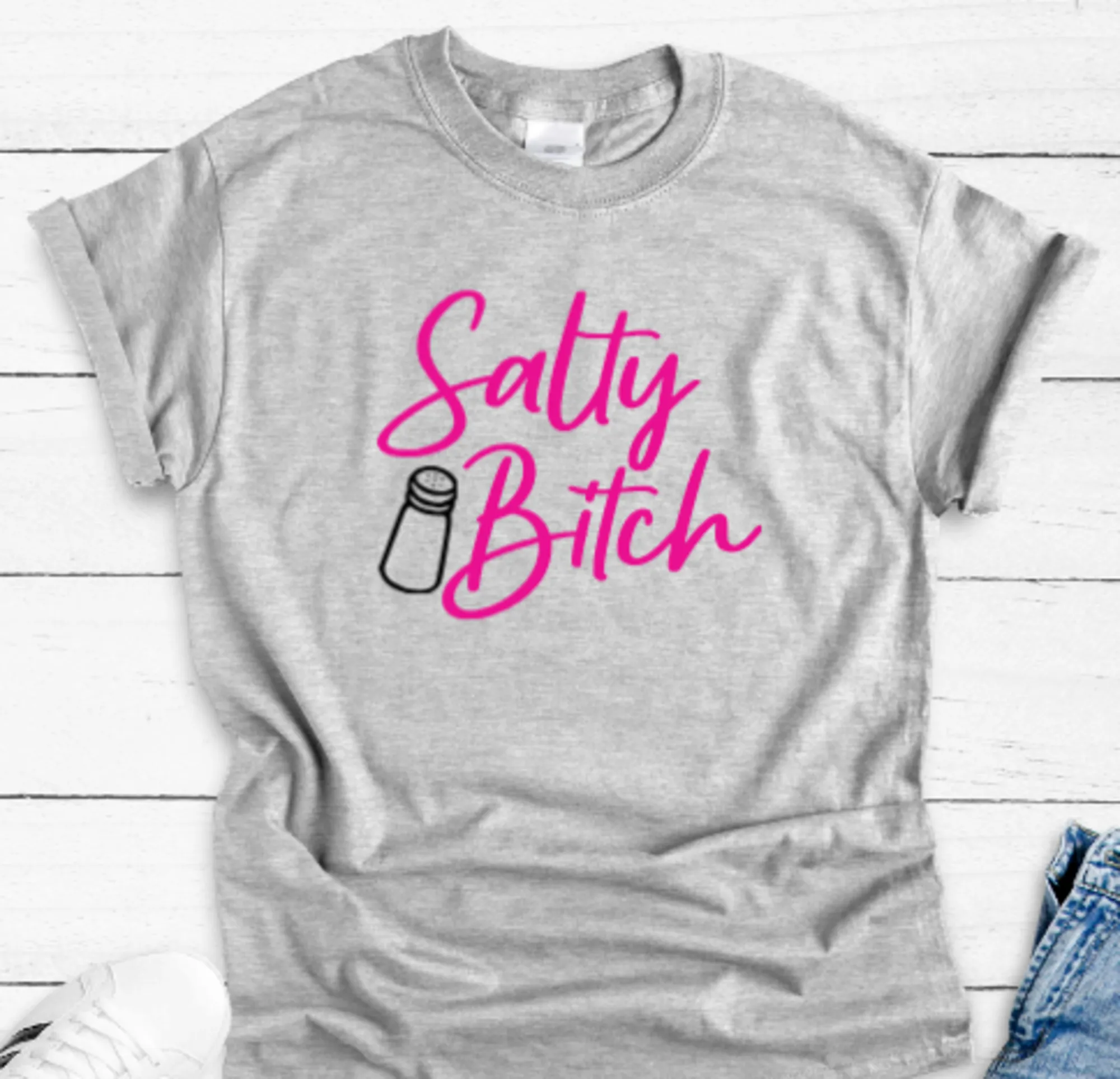 Salty Bitch Gray Short Sleeve Unisex Men's and Women's T-shirt