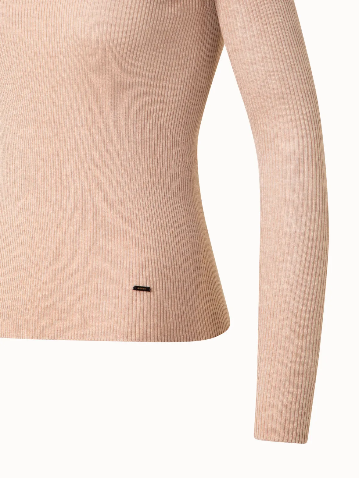 Seamless Rib Silk Cotton Knit Crew Neck Sweater