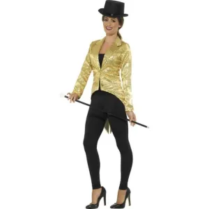 Sequin Tailcoat Jacket, Ladies Gold