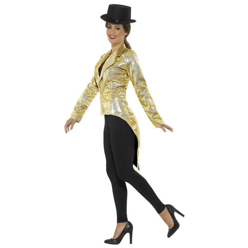 Sequin Tailcoat Jacket, Ladies Gold