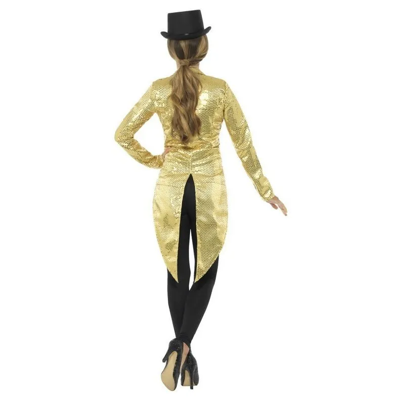Sequin Tailcoat Jacket, Ladies Gold