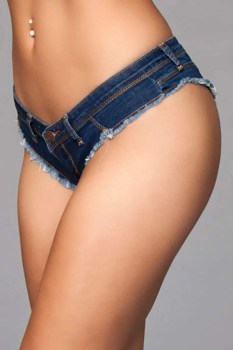 Sexy Buns Out Cheeky Shorts in Dark Denim Wash