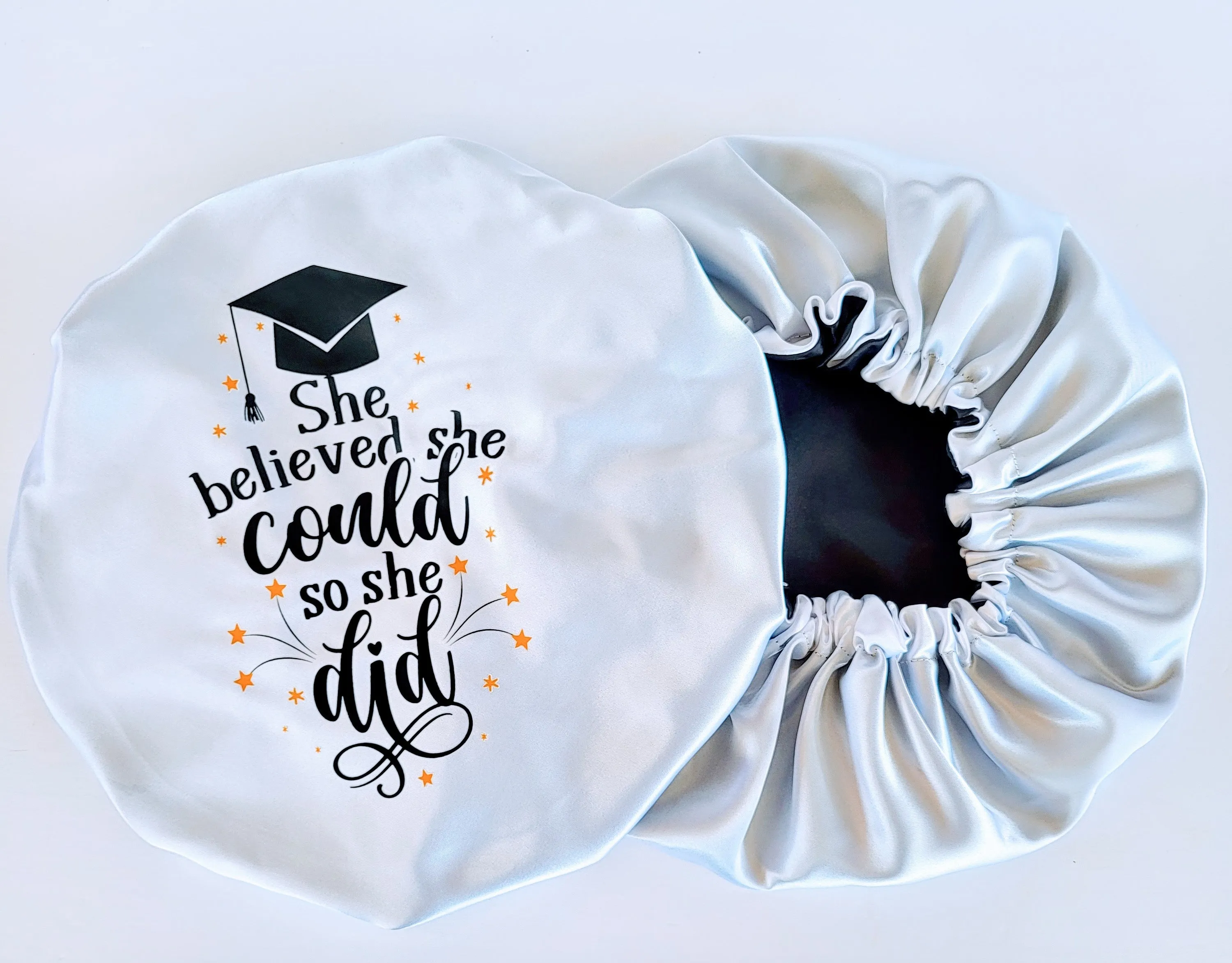 SHE'S A GRADUATE Reversible Sleeping Satin Hair Bonnet