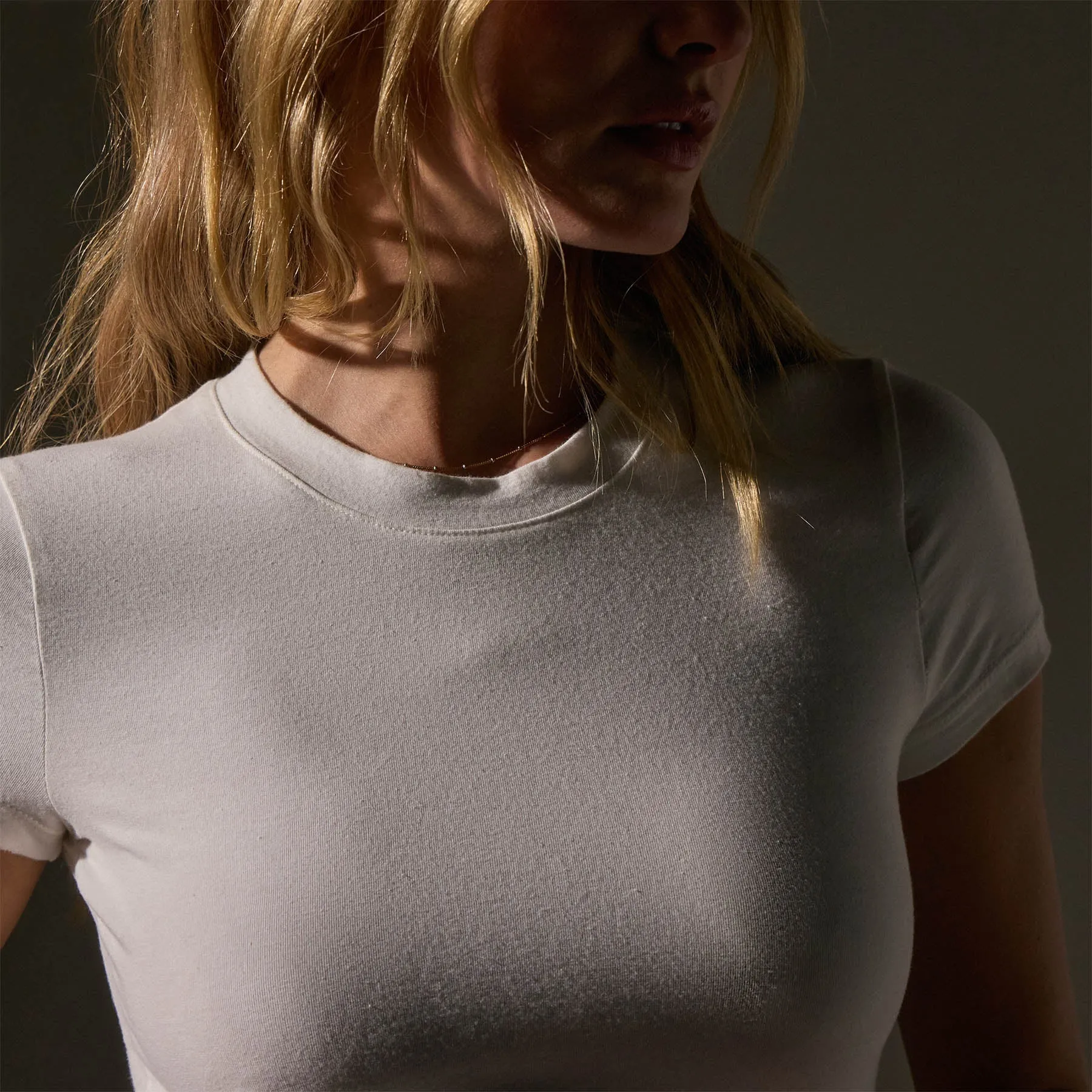 Short Sleeve Cropped Tee - White