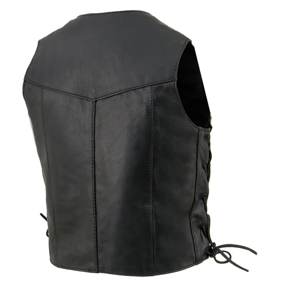 SIDE/LACE SH2011L Kids Black Classic Side Lace Three Snap Leather Vest