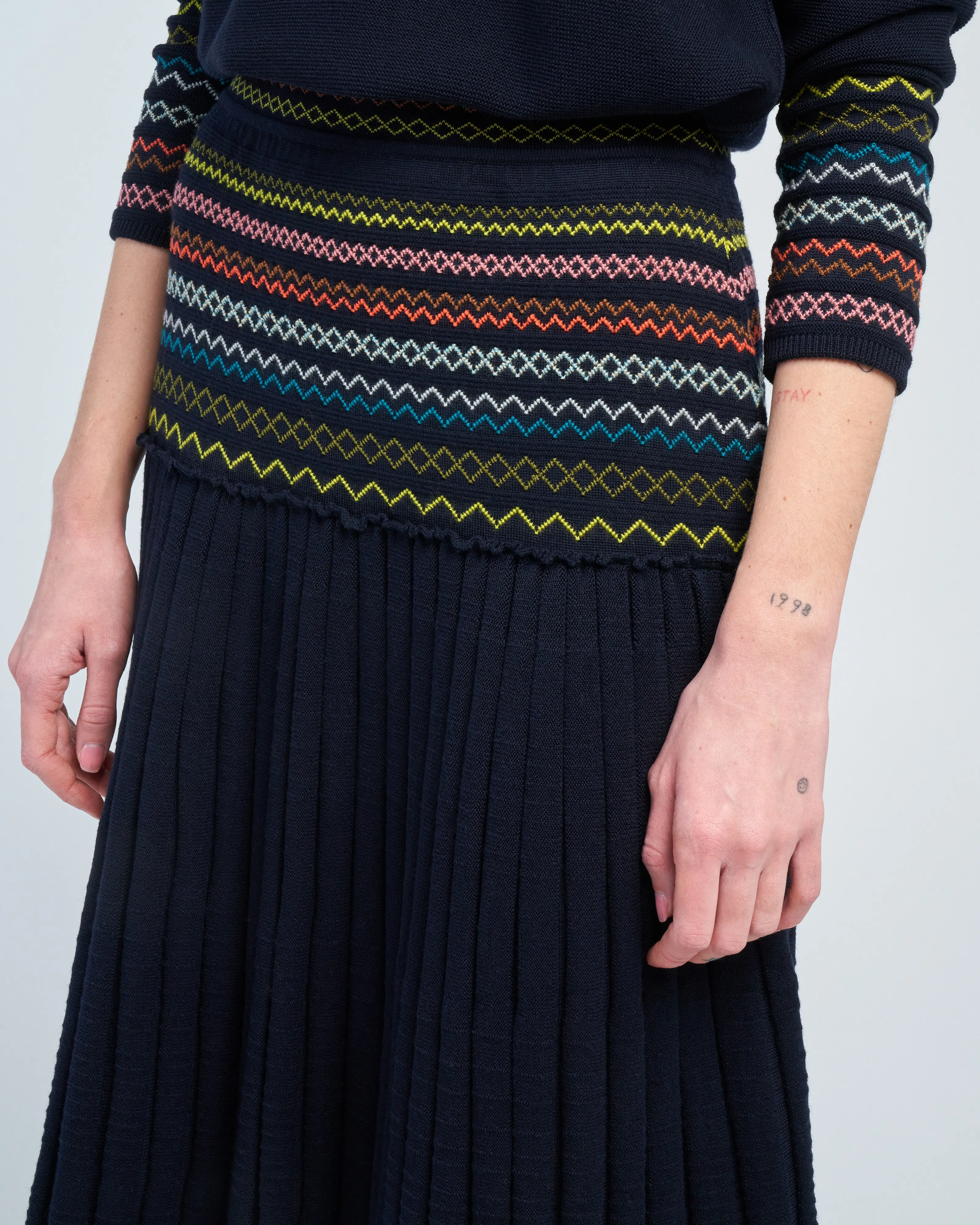smock effect jacquard skirt