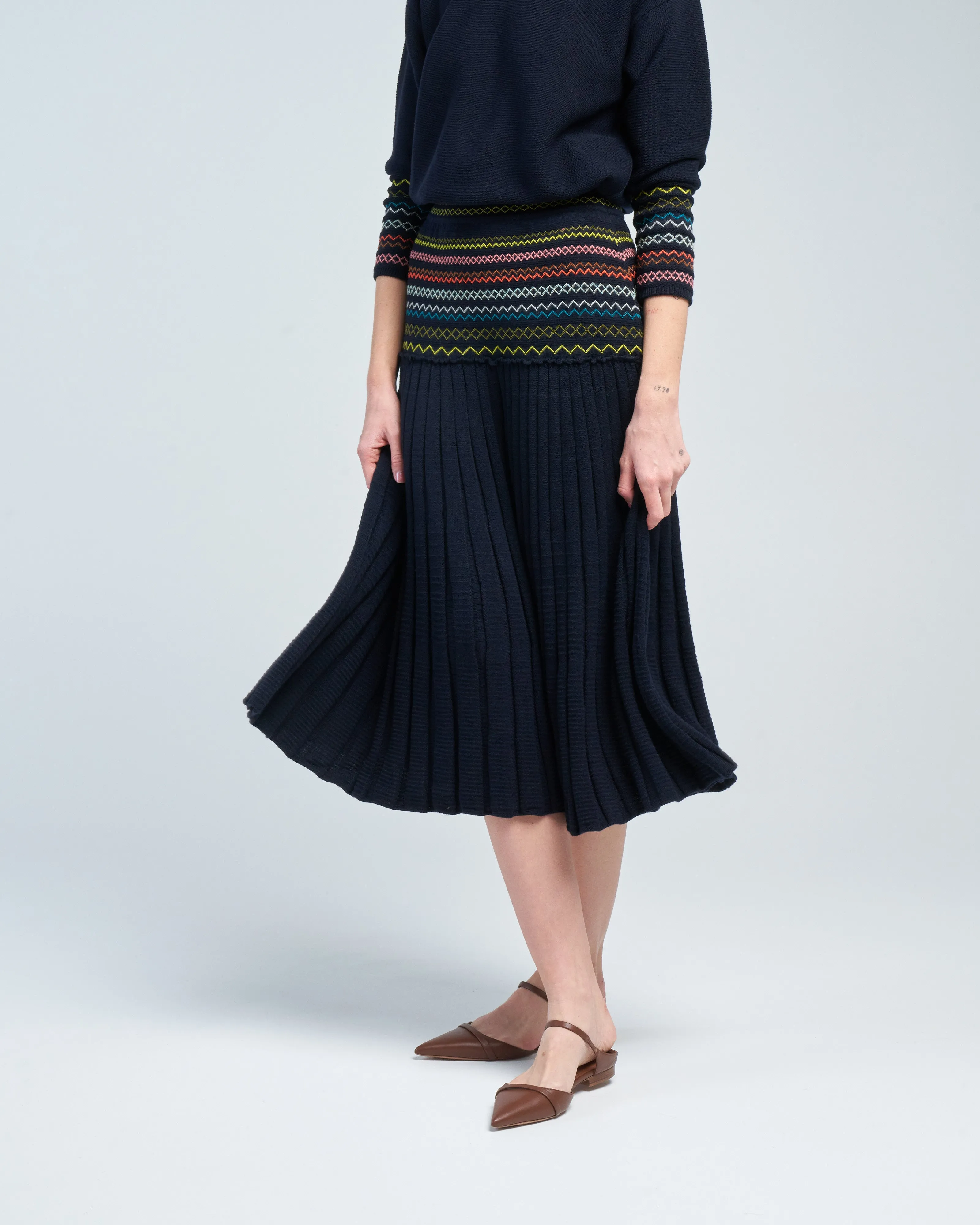 smock effect jacquard skirt