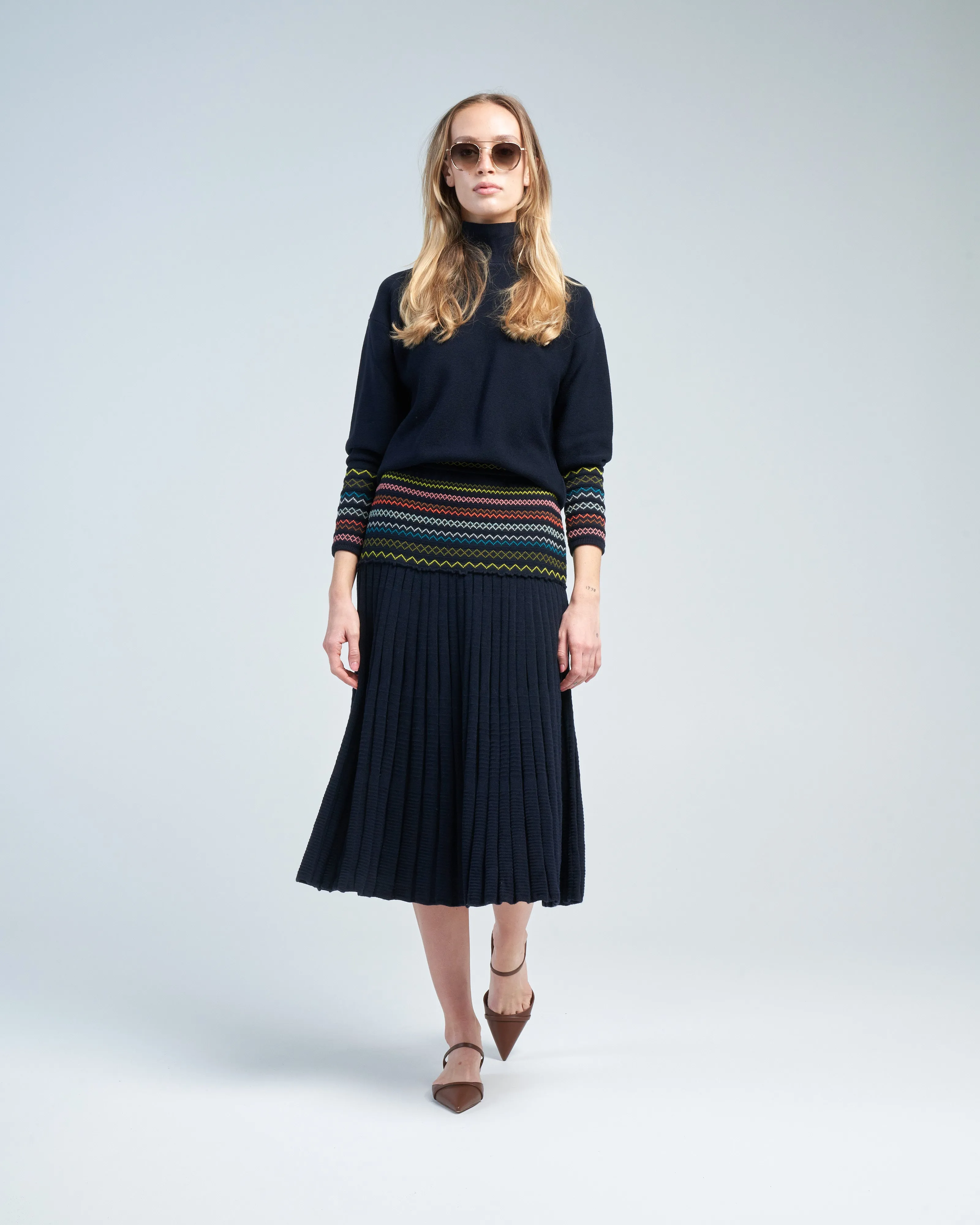 smock effect jacquard skirt