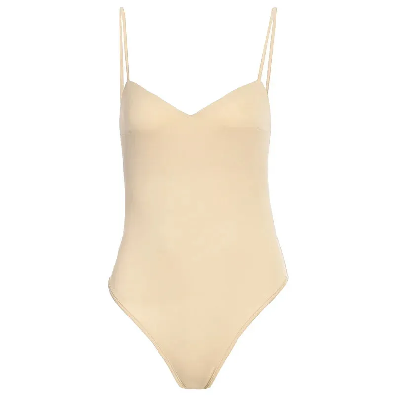 Spaghetti Strap Sleeveless Bodycon One Piece Suit