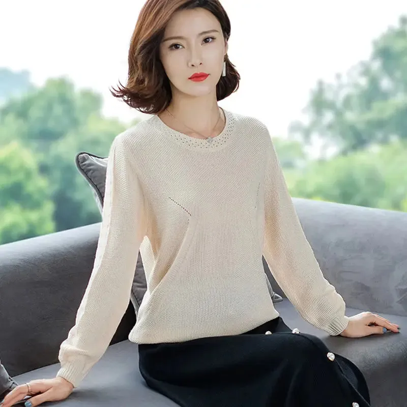 Stitching Lace Base Knitted Casual Sweater