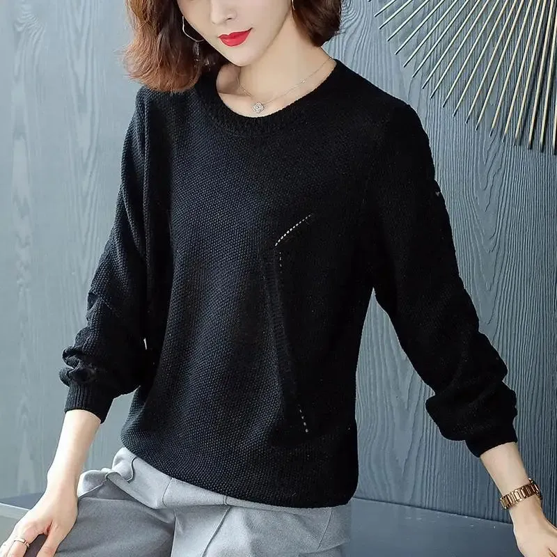 Stitching Lace Base Knitted Casual Sweater