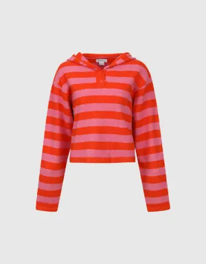 Striped Hooded Knitted T-Shirt