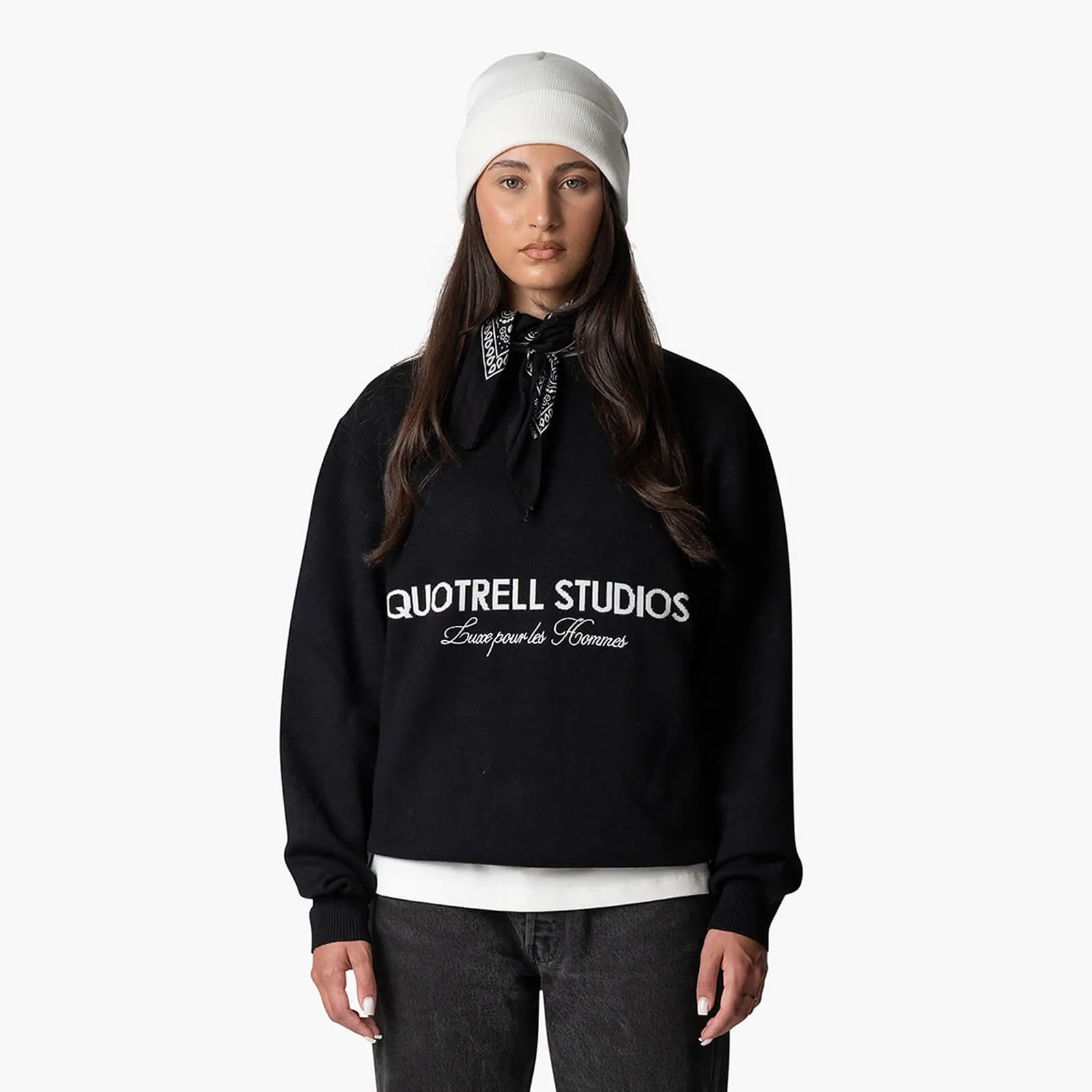 STUDIOS KNITTED CREWNECK | BLACK/WHITE