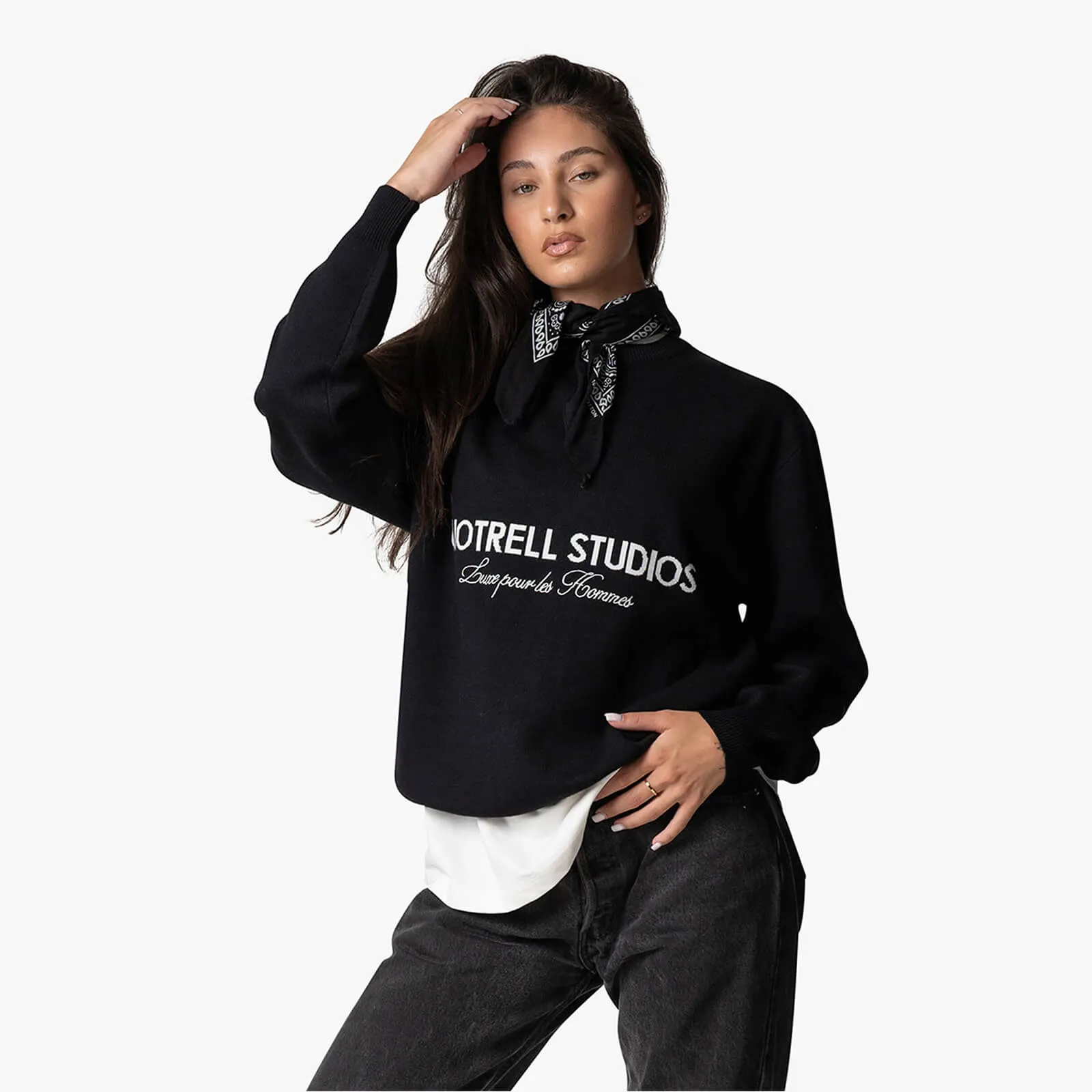 STUDIOS KNITTED CREWNECK | BLACK/WHITE