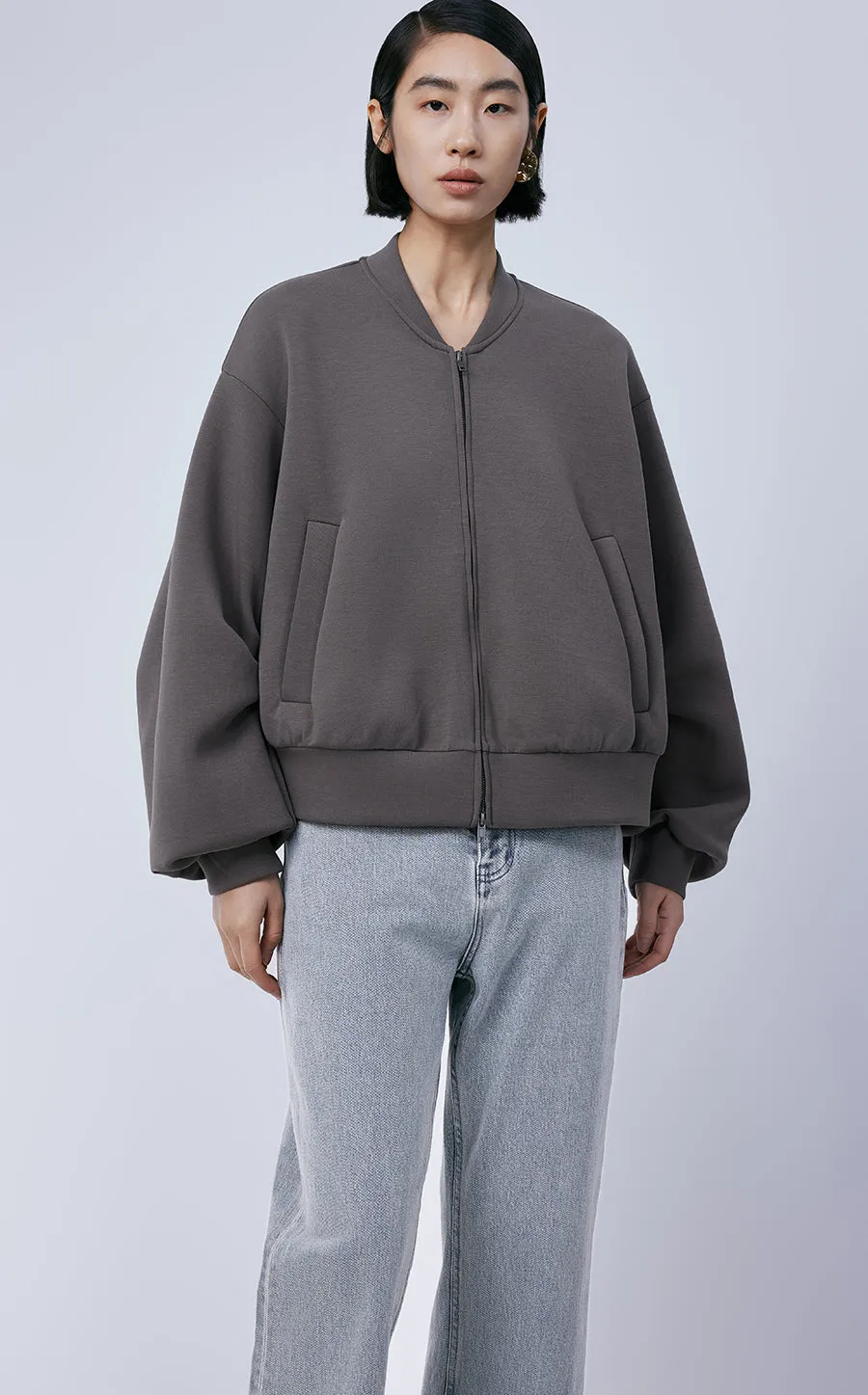 Sweatershirt / JNBY V-neck Cotton Cardigan Sweatershirt