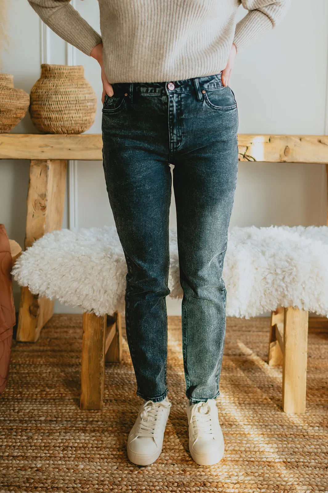 The Joan High Rise Cigarette Denim - Spry